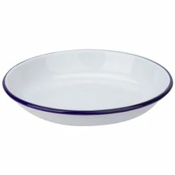 Falcon - Enamel Pasta Plate White & Blue 20cm