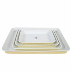 Falcon - Enamel Baking Tray Deluxe Yellow & White Set 4pce
