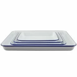 Falcon - Enamel Baking Tray White & Blue Set 4pce