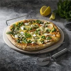 Davis & Waddell - Pizza Stone With S/Rack & Cutter Set 3pce