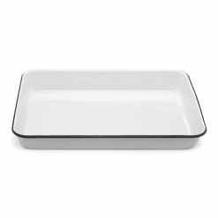 Falcon - Enamel Bake Tray Rectangular White & Black 24cm