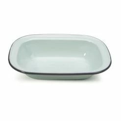 Falcon - Enamel Pie Dish Pastel Blue & Grey Rim 24cm