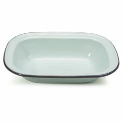 Falcon - Enamel Pie Dish Pastel Blue & Grey Rim 28cm