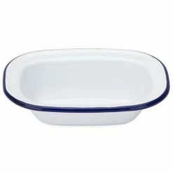 Falcon - Enamel Pie Dish White & Blue 16cm