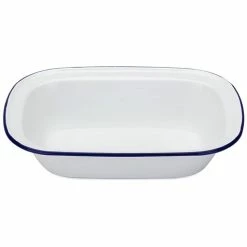 Falcon - Enamel Pie Dish White & Blue 28cm