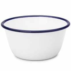 Falcon - Enamel Pudding Basin White & Blue 12cm