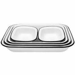 Falcon - Enamel Baking Dish White & Black Set 5pce