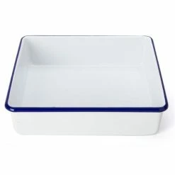 Falcon - Enamel Cake Pan White & Blue 24cm