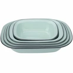 Falcon - Enamel Pie Dish Pastel Blue & Grey Set 5pce