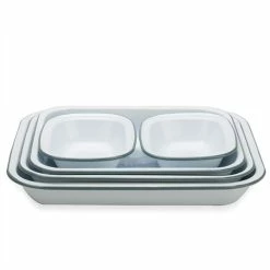 Falcon - Enamel Baking Dish White & Grey Set 5pce