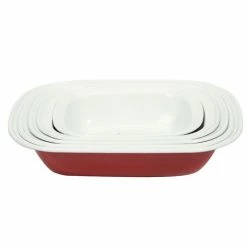 Falcon - Enamel Pie Dish Deluxe Red/White Set 5pce
