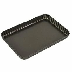 Bakemaster - Loose Base Fluted Rectangular Flan/Quiche Pan