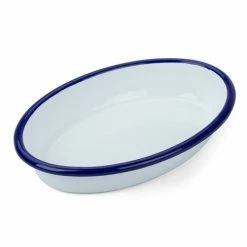 Falcon - Enamel Oval Pie Dish White & Black 18cm
