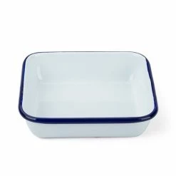 Falcon - Enamel Square Dish White & Blue 12cm