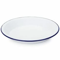Falcon - Enamel Pie Plate White & Blue 25cm